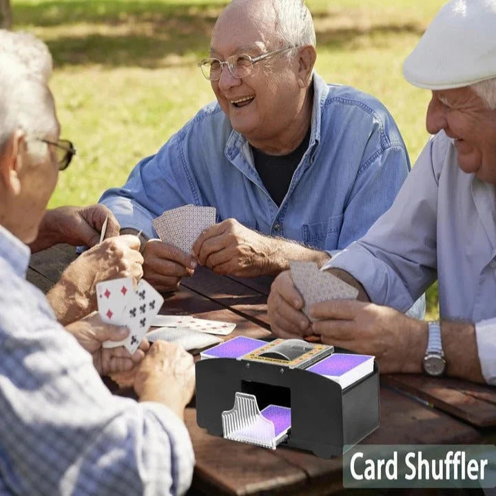Automatic Card Shuffler, Battery-Operated Dual-Deck Design for Playing Cards Zolana