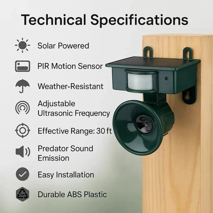 Motion Sensor Bird Deterrent with Sensitivity and Volume Control, Weather Resistant Zolana
