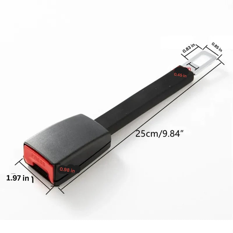 Seat Belt Extender with Rigid Upright Stem and 11-Inch Reach, Toolless Click-In Install