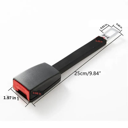 Seat Belt Extender with Rigid Upright Stem and 11-Inch Reach, Toolless Click-In Install