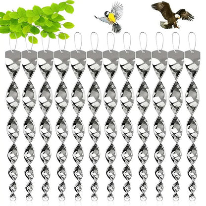 Reflective Bird Deterrent with Wind-Spinning Spiral and Hanging Rope, Weather Resistant Zolana