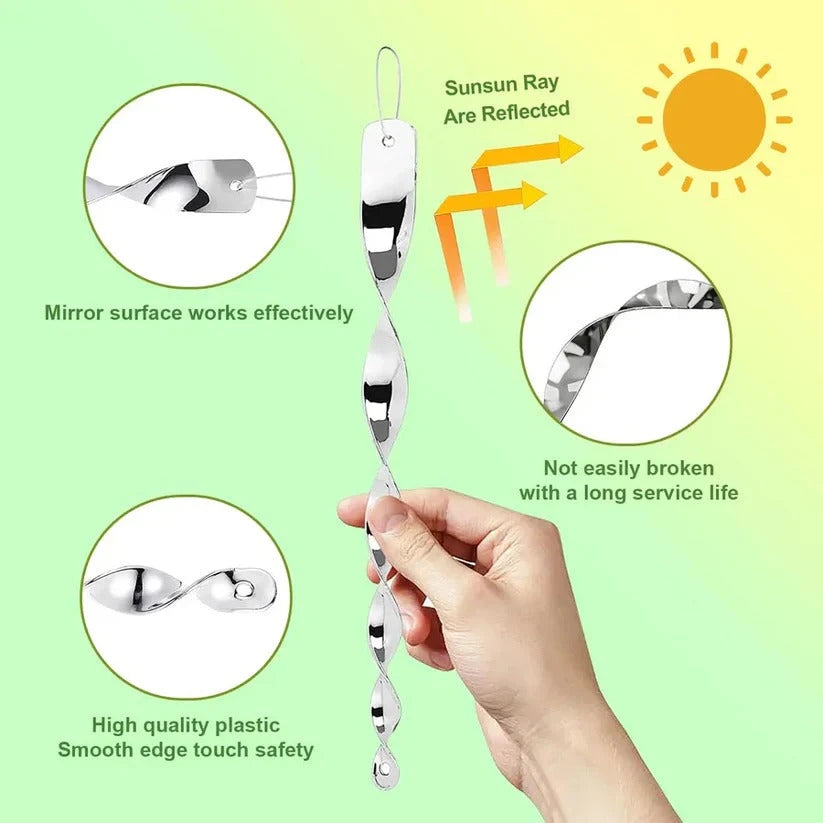 Reflective Bird Deterrent with Wind-Spinning Spiral and Hanging Rope, Weather Resistant Zolana