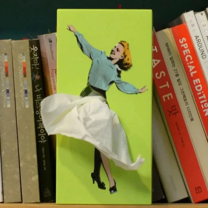 Skirt-Style Tissue Box Cover with Weighted Base and Fluttering Motion, Fits Standard Boxes Zolana