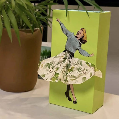 Tissue Box Cover with Whimsical Skirt Motion and Weighted Base, Fits Standard Boxes