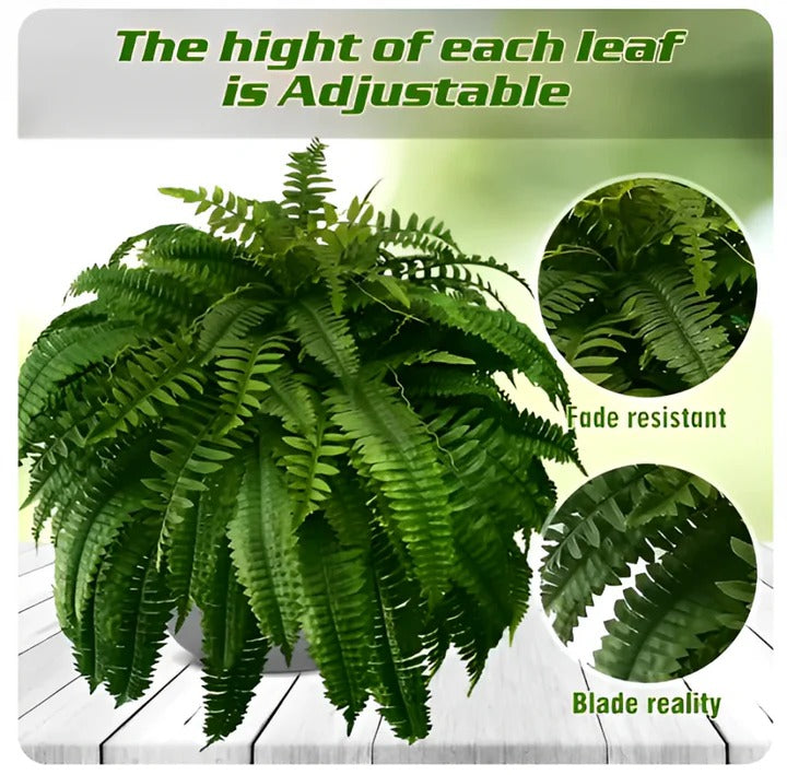 Artificial Boston Fern with UV-Stable Fronds and 18 Bendable Stems, Indoor or Patio
