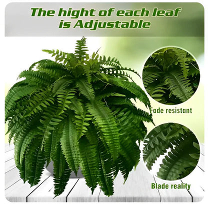Artificial Boston Fern with UV-Stable Fronds and 18 Bendable Stems, Indoor or Patio