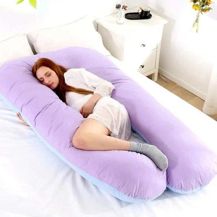 Full-Body U Pillow with Adjustable Shredded Foam and Removable Jersey Cover