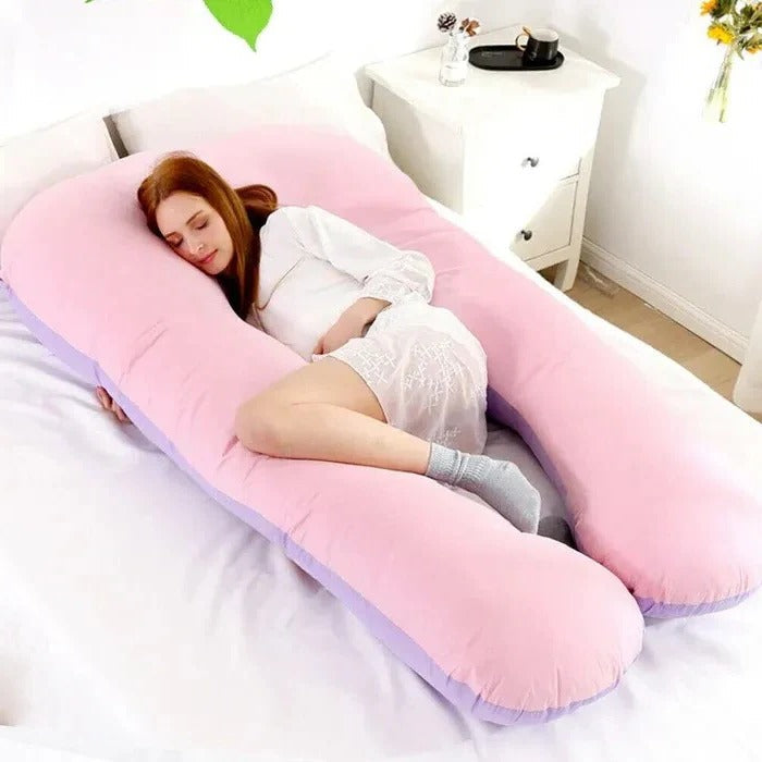 Full-Body U Pillow with Adjustable Shredded Foam and Removable Jersey Cover