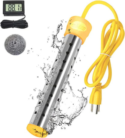 Portable Immersion Heater with Guarded Coil and Insulated Handle, LCD Thermometer