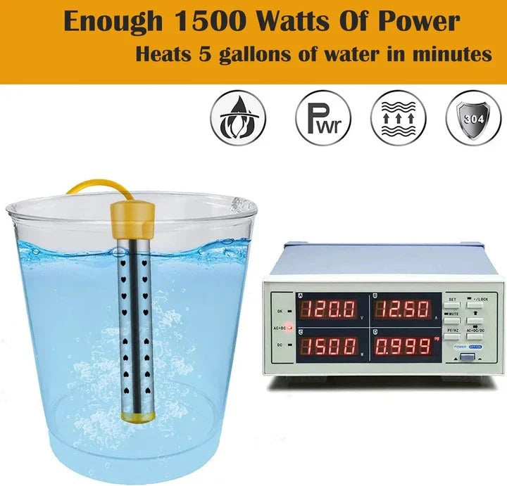 Immersion Water Heater with Insulated Handle and LCD Thermometer, Compact for Home Use Zolana