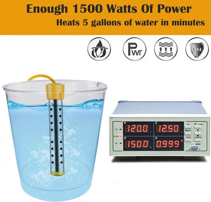 Immersion Water Heater with Insulated Handle and LCD Thermometer, Compact for Home Use Zolana