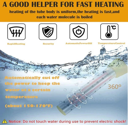 Immersion Water Heater with Insulated Handle and LCD Thermometer, Compact for Home Use Zolana