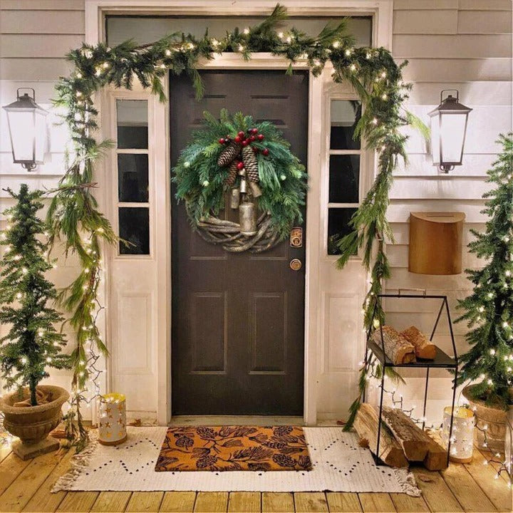 Christmas Wreath with Bohemian Vine Base and Metal Bells, Pinecones, Berries Zolana