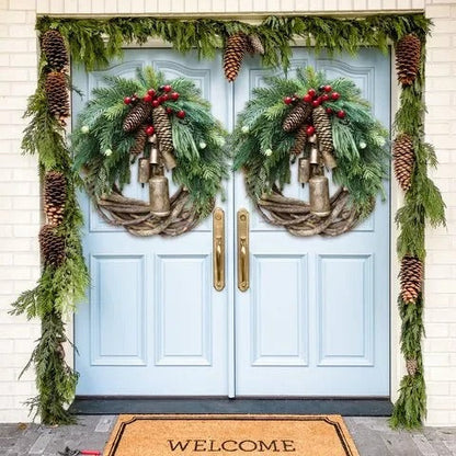 Christmas Wreath with Bohemian Vine Base and Metal Bells, Pinecones, Berries Zolana