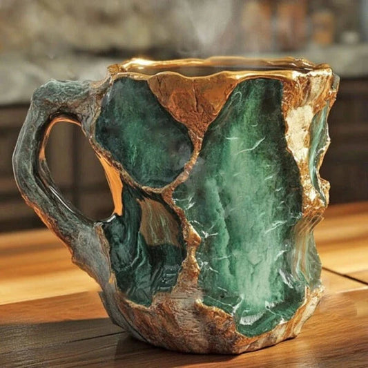 Crystal-Like Coffee Mug with Faceted Luminous Design and Comfortable Handle, 10.14 Fl Oz Zolana