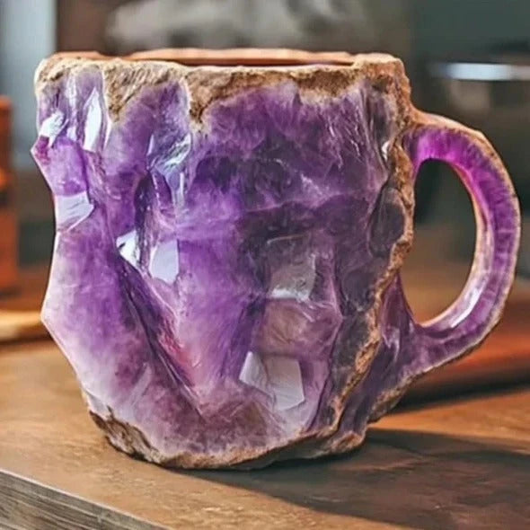 Crystal-Like Coffee Mug with Faceted Luminous Design and Comfortable Handle, 10.14 Fl Oz Zolana