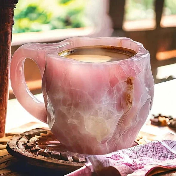 Crystal-Like Coffee Mug with Faceted Luminous Design and Comfortable Handle, 10.14 Fl Oz Zolana