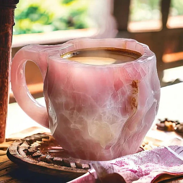 Crystal Coffee Mug with Faceted Luminous Finish and Comfortable Handle, 10oz