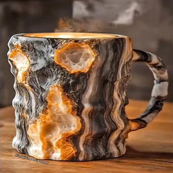 Crystal-Like Coffee Mug with Faceted Luminous Design and Comfortable Handle, 10.14 Fl Oz Zolana