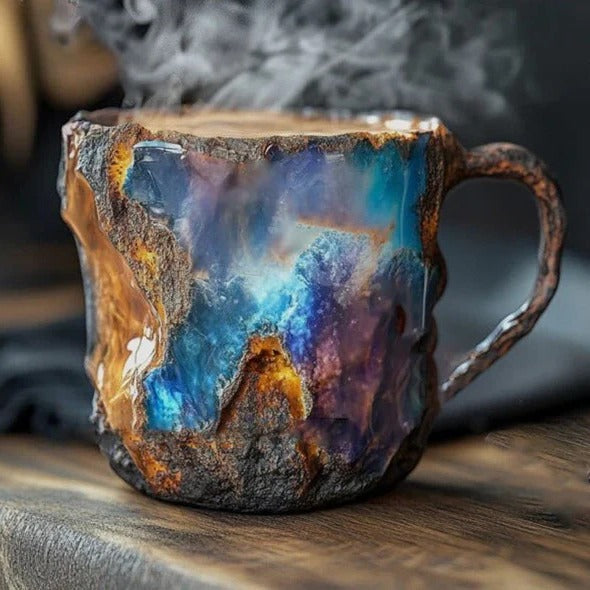 Crystal Coffee Mug with Faceted Luminous Finish and Comfortable Handle, 10oz