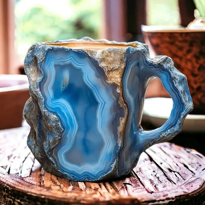 Crystal-Like Coffee Mug with Faceted Luminous Design and Comfortable Handle, 10.14 Fl Oz Zolana