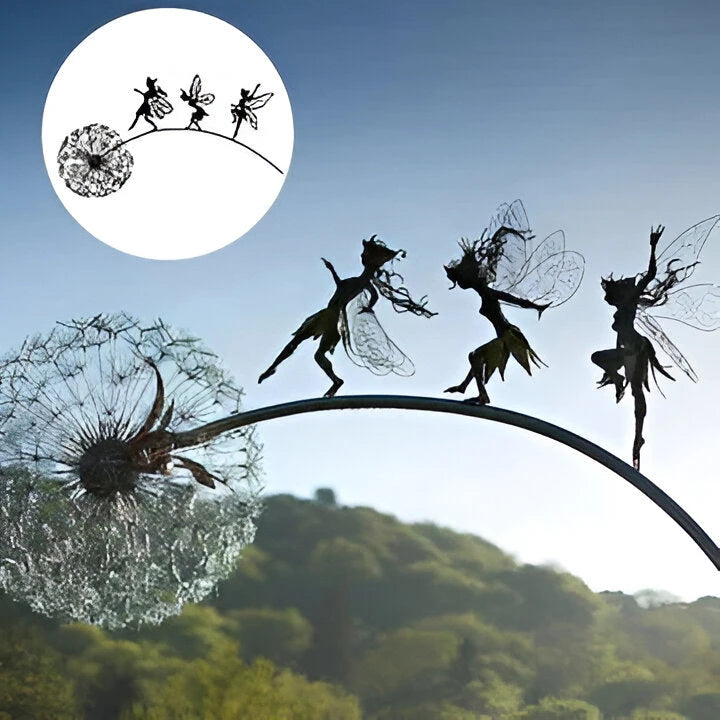 Garden Fairy Sculpture with Powder-Coated Steel, Ground Stake for Indoor and Outdoor Use Zolana
