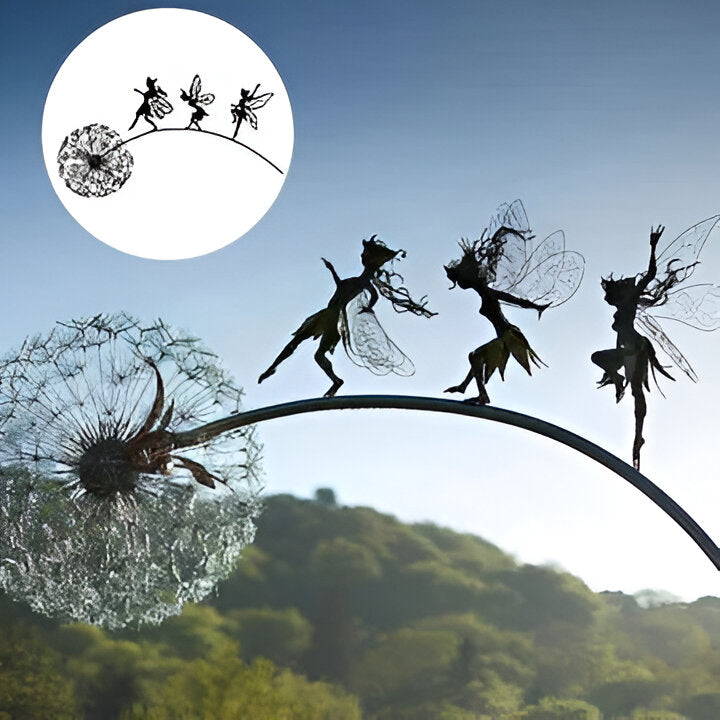 Steel Garden Sculpture with Weather-Resistant Finish and Removable Stake, Indoor/Outdoor