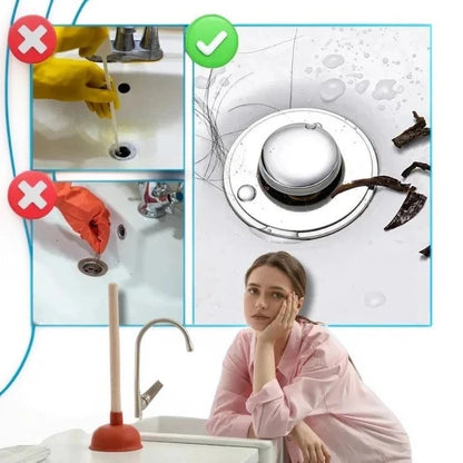 Pop Up Sink Stopper with Dual-Layer Airtight Seal and Built-In Strainer, One-Touch Operation Zolana