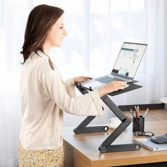 Adjustable Laptop Stand with 360° Rotating Legs and Detachable Mouse Pad, Aluminum Alloy Zolana