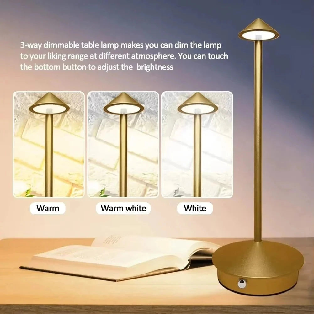 Rechargeable LED Desk Lamp with 3-Mode Color Settings and Touch Control, Compact Zolana
