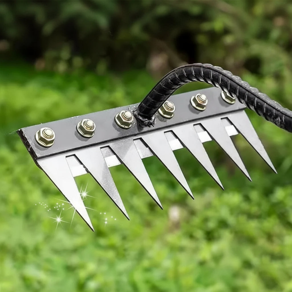 Weeding Rake with High-Strength Steel and Convertible Handheld Design, Narrow Tines