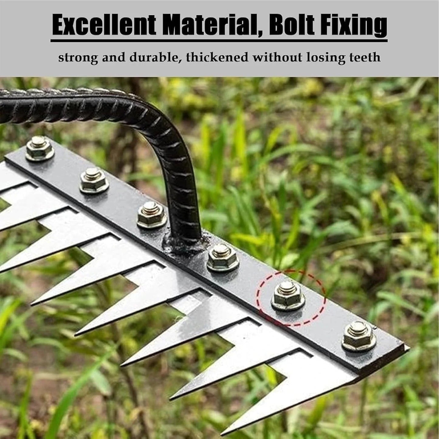 Garden Weeding Rake with Narrow Tines and Carbon Steel Head, Soft Comfort Grip Zolana