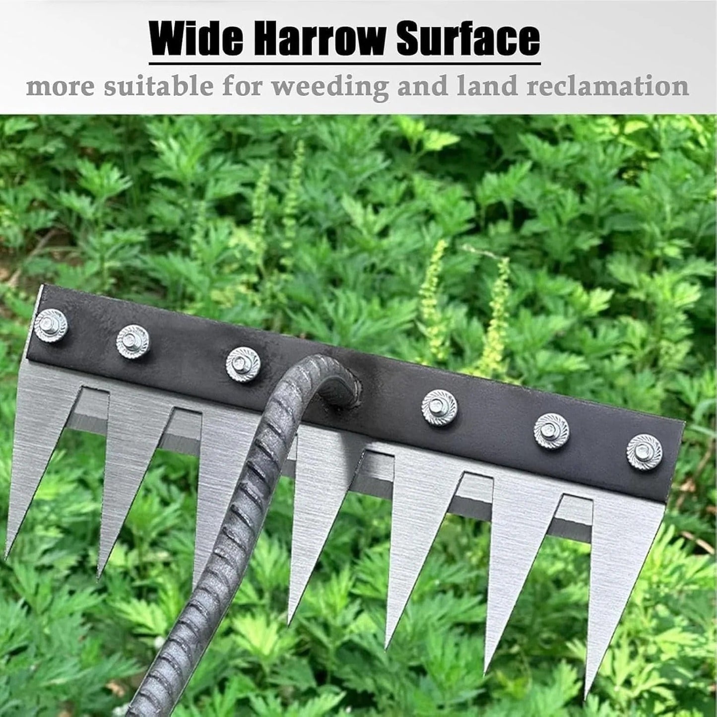Weeding Rake with High-Strength Steel and Convertible Handheld Design, Narrow Tines