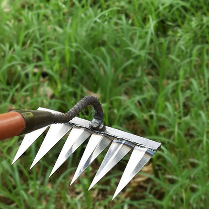 Garden Weeding Rake with Narrow Tines and Carbon Steel Head, Soft Comfort Grip Zolana