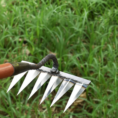 Weeding Rake with High-Strength Steel and Convertible Handheld Design, Narrow Tines