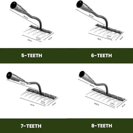Garden Weeding Rake with Narrow Tines and Carbon Steel Head, Soft Comfort Grip Zolana