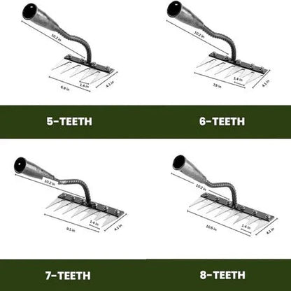 Garden Weeding Rake with Narrow Tines and Carbon Steel Head, Soft Comfort Grip Zolana