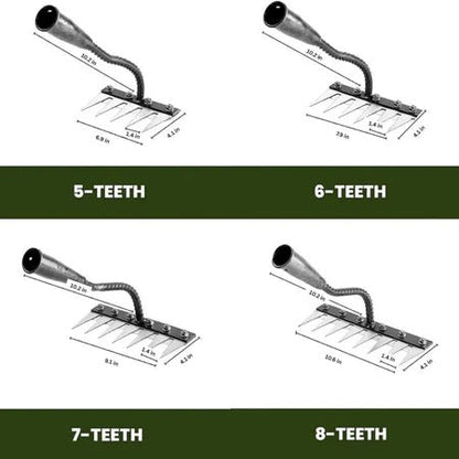 Weeding Rake with High-Strength Steel and Convertible Handheld Design, Narrow Tines