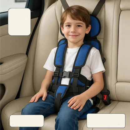 Portable Child Car Seat with Foldable Design and Integrated 5-Point Harness, Removable Pad