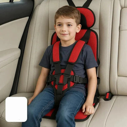 Portable Child Car Seat with Foldable Design and Integrated 5-Point Harness, Removable Pad