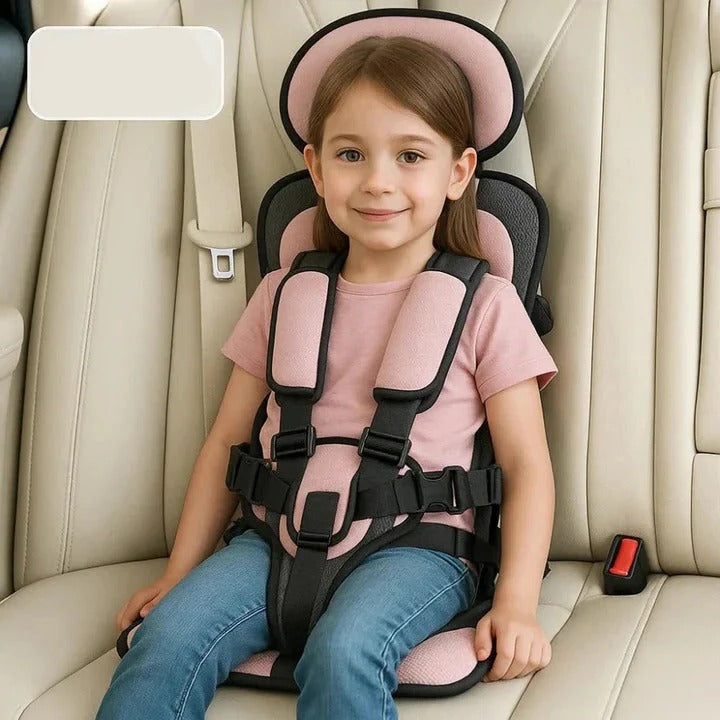Portable Child Car Seat with Foldable Design and Integrated 5-Point Harness, Removable Pad