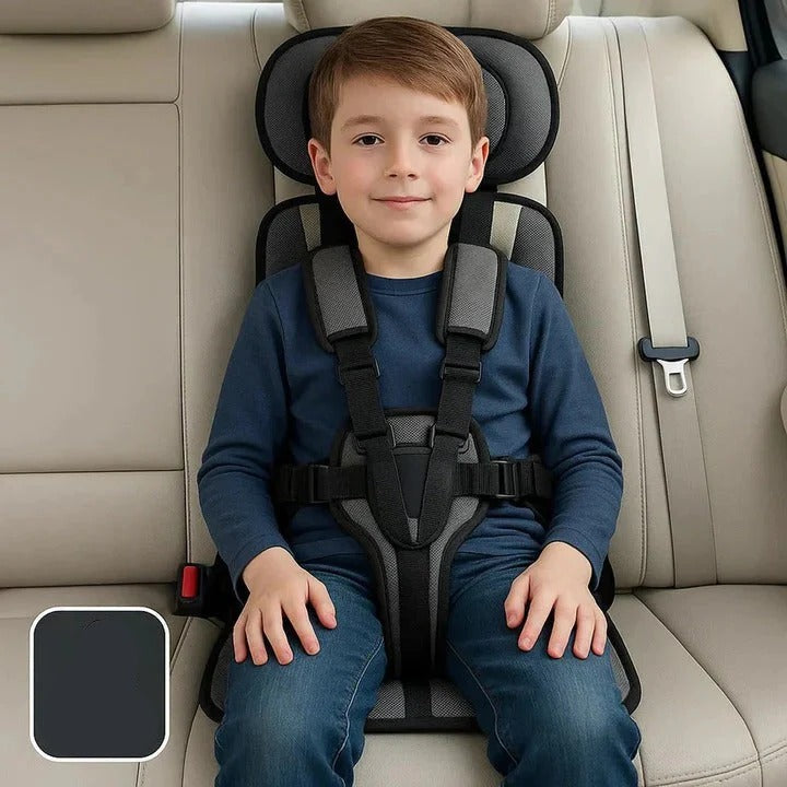 Portable Child Car Seat with Foldable Design and Integrated 5-Point Harness, Removable Pad