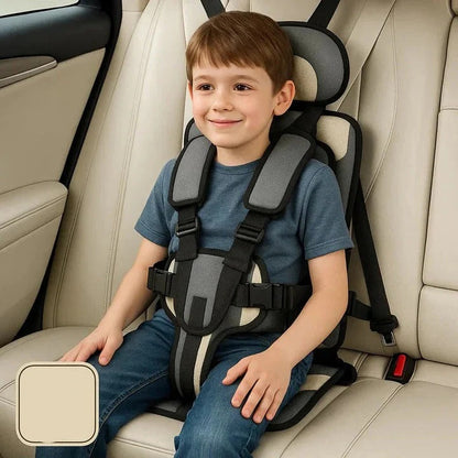 Portable Child Car Seat with Foldable Design and Integrated 5-Point Harness, Removable Pad