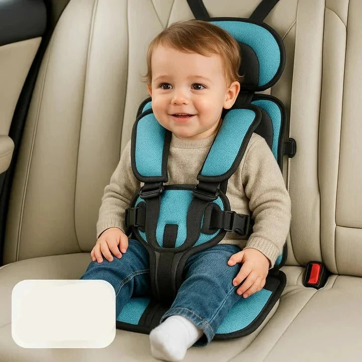 Portable Child Car Seat with Foldable Design and Integrated 5-Point Harness, Removable Pad