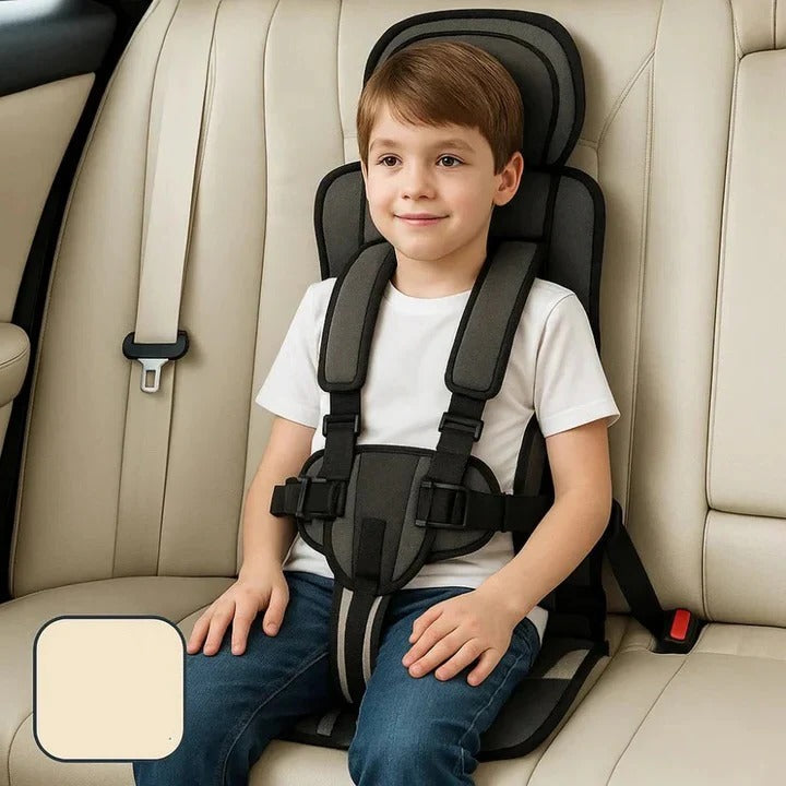 Portable Child Car Seat with Foldable Design and Integrated 5-Point Harness, Removable Pad