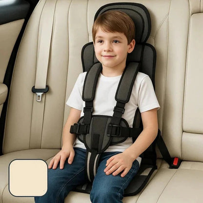 Portable Child Car Seat with Foldable Design and Integrated 5-Point Harness, Removable Pad