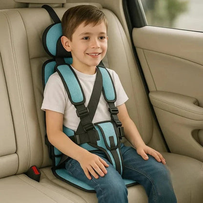 Portable Child Car Seat with Foldable Design and Integrated 5-Point Harness, Removable Pad