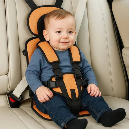 Portable Child Car Seat with Foldable Design and Integrated 5-Point Harness, Removable Pad