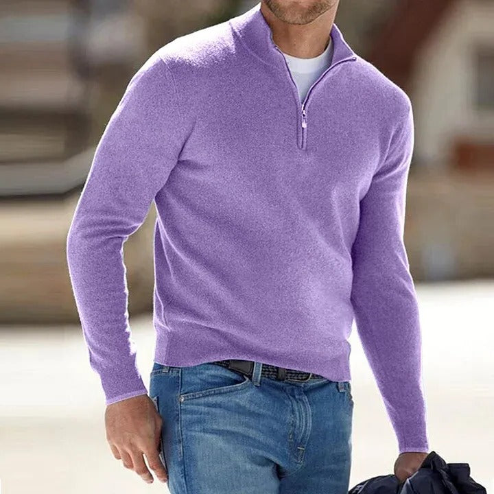 Cashmere Sweater for Men with Lightweight Knit and Regular Fit, Long Sleeve Casual Style