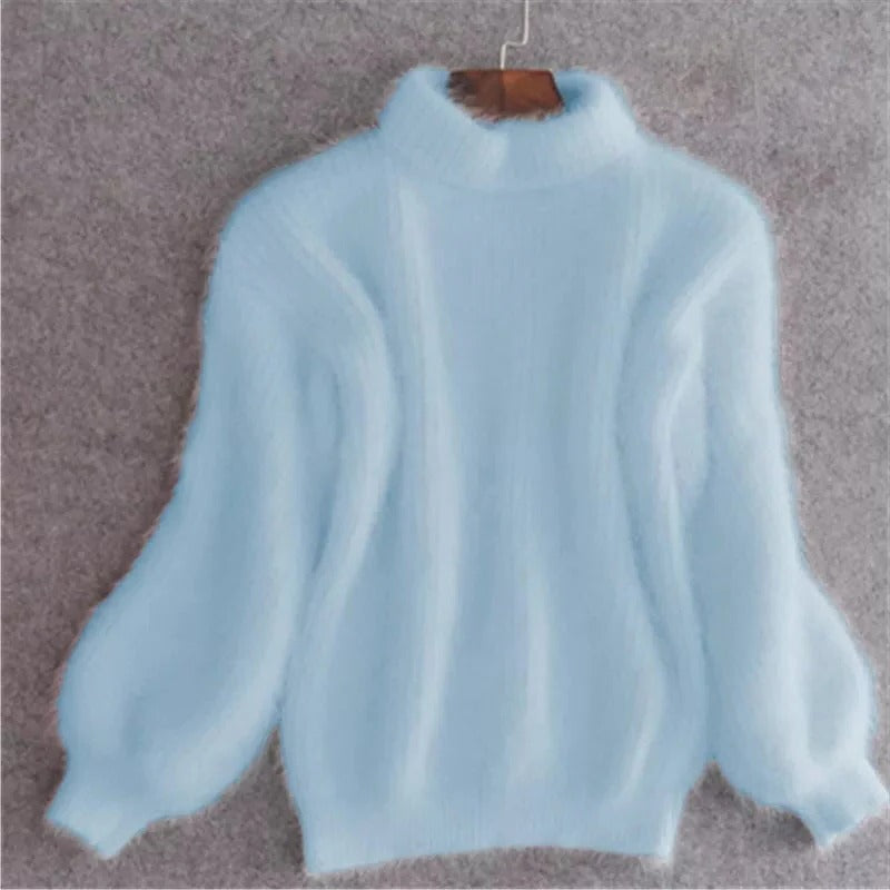 Angora Blend Sweater with Relaxed Fit and Lightweight Warmth, Solid Colors Zolana